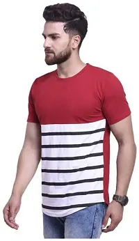 Reliable White Polyester Colourblocked Round Neck Tees For Men-thumb1