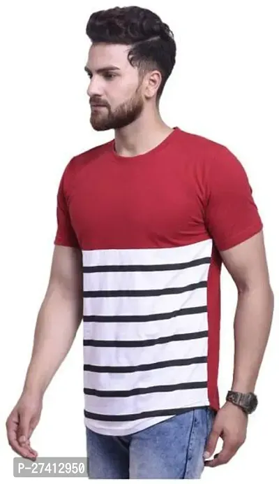 Reliable White Polyester Colourblocked Round Neck Tees For Men-thumb3