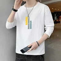 Reliable Multicoloured Cotton Blend Self Pattern Round Neck Tees For Men-thumb2