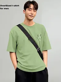 Comfortable Green Cotton Blend Tees For Men-thumb1