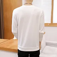 Reliable White Cotton Blend Printed Round Neck Tees For Men-thumb1