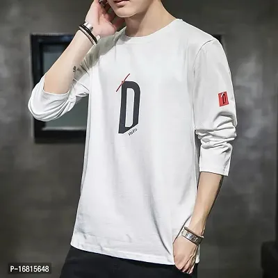 Reliable White Cotton Blend Printed Round Neck Tees For Men-thumb0