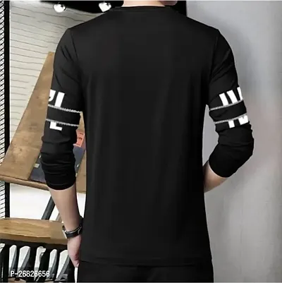 Stylish Cotton Blend Black Printed T-Shirt For Men-thumb2