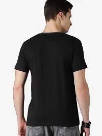 Reliable Black Cotton Blend Printed Round Neck Tees For Men-thumb1