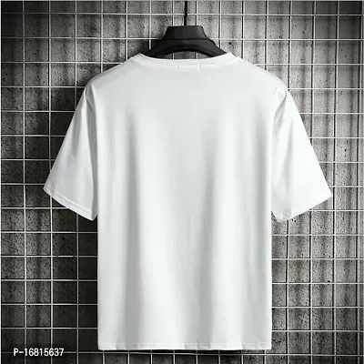 Reliable White Cotton Blend Printed Round Neck Tees For Men-thumb2