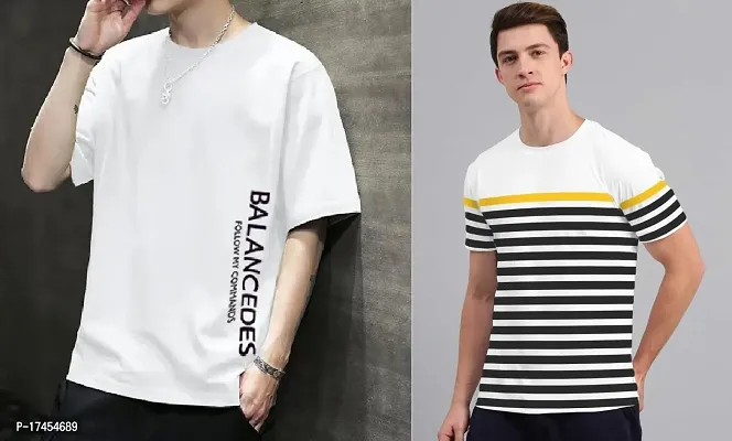 Reliable Multicoloured Polycotton Printed Round Neck Tees For Men
