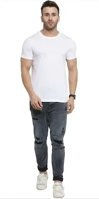 Reliable White Cotton Blend Printed Round Neck Tees For Men-thumb2