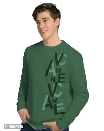 Elegant Green Fleece Printed Long Sleeves Sweatshirt For Men-thumb0