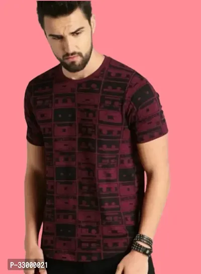 Comfortable Maroon Polyester Tees For Men-thumb0