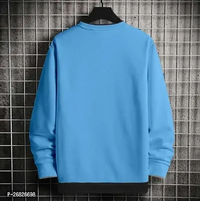 Stylish Cotton Blend Blue Printed T-Shirt For Men-thumb2