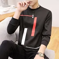 Reliable Black Cotton Blend Printed Round Neck Tees For Men-thumb2