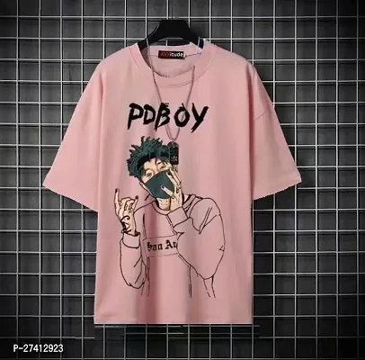 Reliable Pink Polyester Printed Round Neck Tees For Men-thumb0