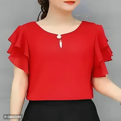 Stylish Red Polyester Top For Women-thumb0