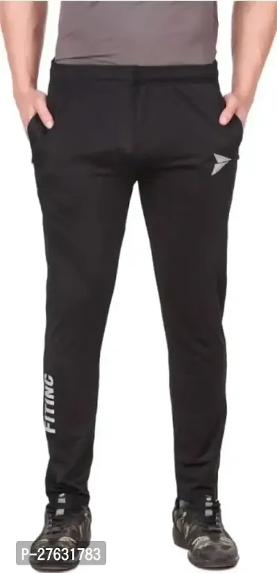 Fabulous Black Nylon Self Pattern Track Pants For Men