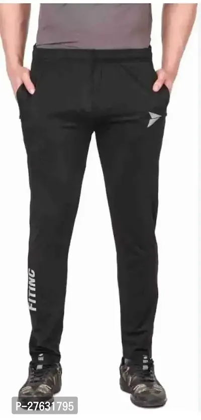 Fabulous Black Nylon Self Pattern Track Pants For Men-thumb0