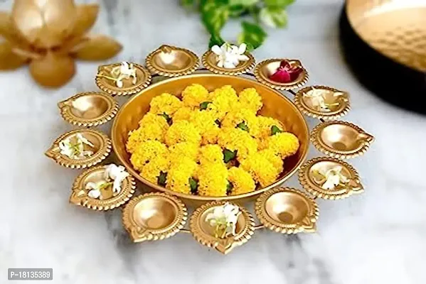 Diya Shape Decorative Urli Bowl for Home Bowl for Floating Flowers and Tea Light Candles HomeOffice and Table for Diwali Decoration Items for Home-thumb0