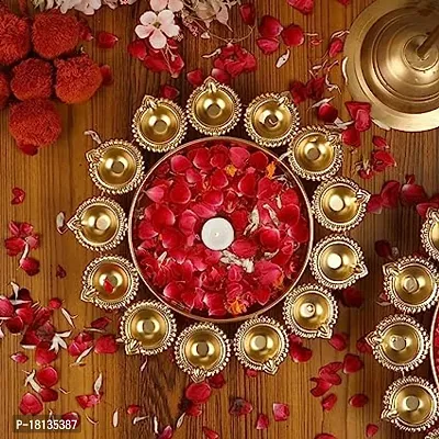 Diya Shape Flower Decorative Urli Bowl for Home Bowl for Floating Flowers and Tea Light Candles Home Office and Table Decor Diwali Decoration for Pooja