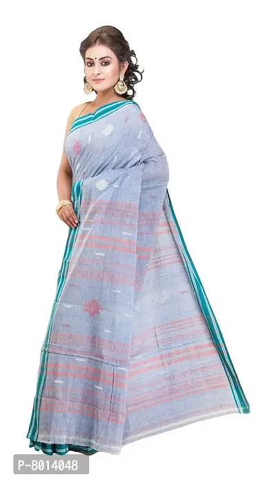 Gramin Women's Khadi Pure Muslin Saree Without Blouse Piece (487_Blue)-thumb4