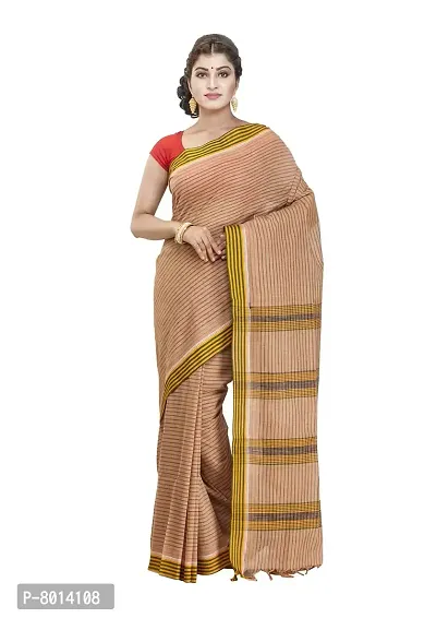 Gramin An West Bengal Govt Enterprise Handspun And Handwoven Khadi Women's Muslin Saree (Beige)