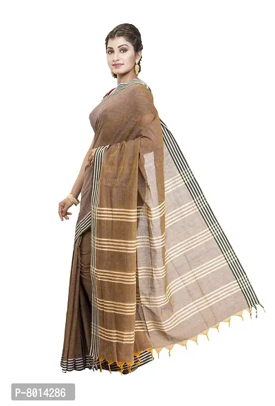 Gramin An West Bengal Govt Enterprise Handspun And Handwoven Khadi Women's Muslin Saree (Beige)-thumb5