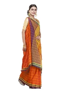 Gramin An West Bengal Govt Enterprise Handspun And Handwoven Khadi Women's Pure Muslin Saree (Orange)-thumb3