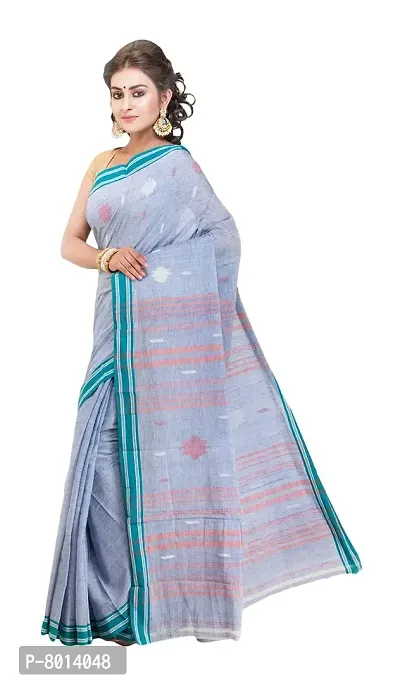 Gramin Women's Khadi Pure Muslin Saree Without Blouse Piece (487_Blue)-thumb3