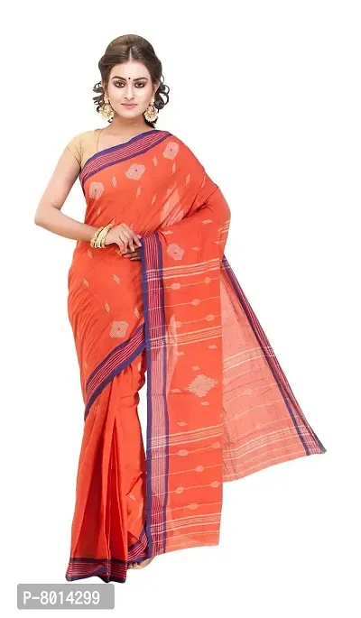 Gramin Women's Khadi Pure Muslin Saree (466_Orange)-thumb2