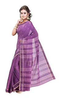 West Bengal Khadi & Village Industries Board Women's Pure Muslin Saree (Purple, 468)-thumb2