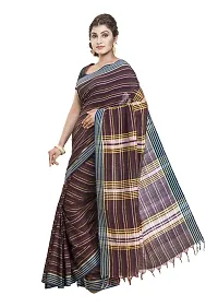 Gramin An West Bengal Govt Enterprise Handspun And Handwoven Khadi Women's Muslin Saree (Brown)-thumb3