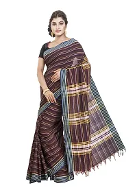 Gramin An West Bengal Govt Enterprise Handspun And Handwoven Khadi Women's Muslin Saree (Brown)-thumb2