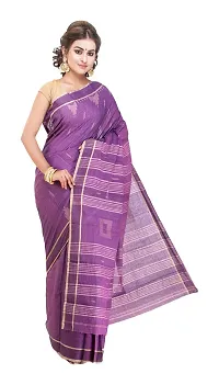 West Bengal Khadi & Village Industries Board Women's Pure Muslin Saree (Purple, 468)-thumb4