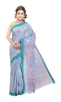 Gramin Women's Khadi Pure Muslin Saree Without Blouse Piece (487_Blue)-thumb1