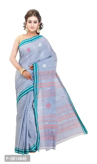 Gramin Women's Khadi Pure Muslin Saree Without Blouse Piece (487_Blue)-thumb2