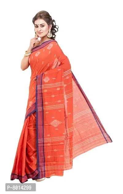 Gramin Women's Khadi Pure Muslin Saree (466_Orange)-thumb3