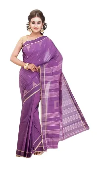 West Bengal Khadi & Village Industries Board Women's Pure Muslin Saree (Purple, 468)-thumb1