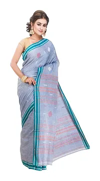 Gramin Women's Khadi Pure Muslin Saree Without Blouse Piece (487_Blue)-thumb4