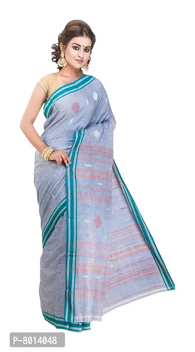 Gramin Women's Khadi Pure Muslin Saree Without Blouse Piece (487_Blue)-thumb5