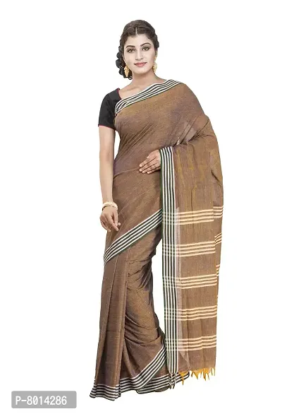 Gramin An West Bengal Govt Enterprise Handspun And Handwoven Khadi Women's Muslin Saree (Beige)-thumb2