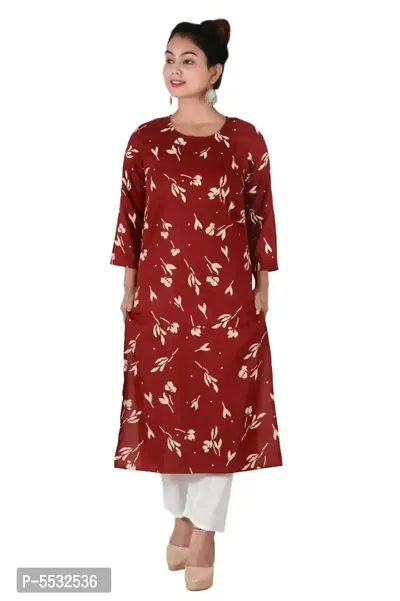 Stylish Maroon Rayon Printed Kurta Pant Set For Women