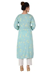 Rayon Women Printed Kurti With Hand Work-thumb2