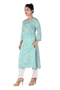 Rayon Women Printed Kurti With Hand Work-thumb4