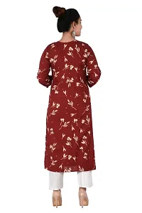 Rayon Women Printed Kurti With Hand Work-thumb1