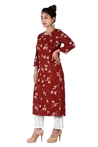 Rayon Women Printed Kurti With Hand Work-thumb2