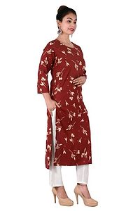 Rayon Women Printed Kurti With Hand Work-thumb3