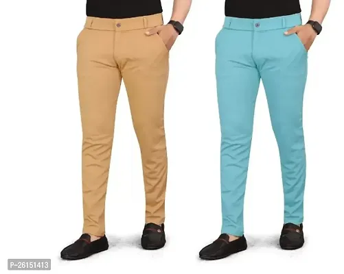 Classic Cotton Spandex Casual Trousers  Pack of 2 For Men