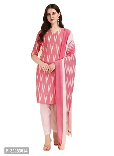 Elegant Cotton Dress Material With Dupatta For Women-thumb0