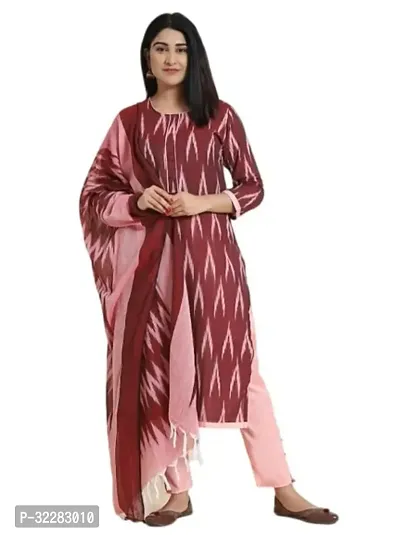 Elegant Cotton Dress Material With Dupatta For Women-thumb0