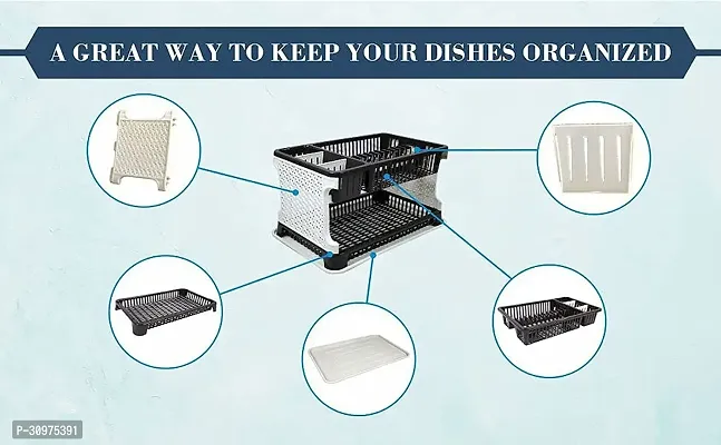 Plastic Kitchen Rack With Sink Dish Drainer Drying Rack  (Black)-thumb5