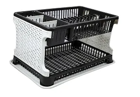 Plastic Kitchen Rack With Sink Dish Drainer Drying Rack  (Black)-thumb1