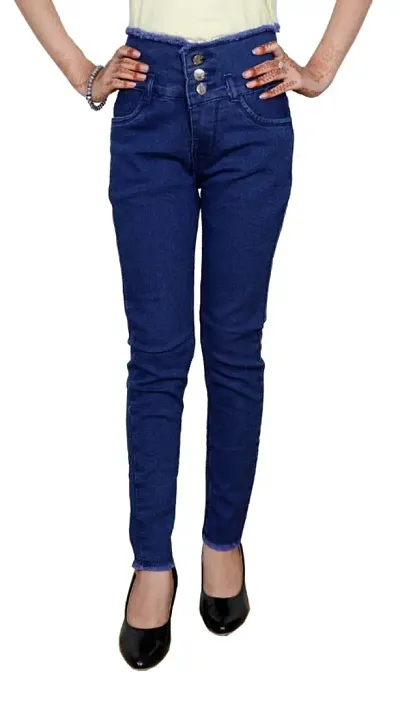 3 Buttoned Slim Fit Stretchable Denim Jeans for Girl